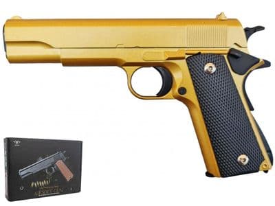 V14 BB Gun Colt 1911 Replica Spring Airsoft Pistol Gold 2 Tone Metal