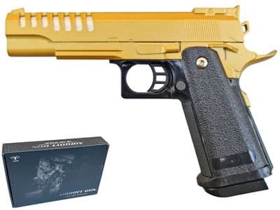 V17 BB Gun Custom M1911 5.1 Ported Spring Airsoft Pistol Black Gold 2 Tone Metal