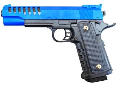 V301 BB Gun Custom M1911 4.3 Ported Spring Airsoft Pistol Black 2 Tone