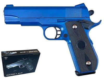 V9 BB Gun 1911 Commander Spring Airsoft Pistol Blue 2 Tone Metal