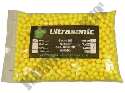 1000 x 6mm x 12g Yellow Polished Airsoft BB Gun Pellets in Bag Ultrasonic