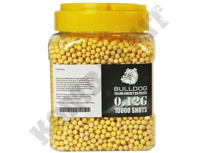 10000 x 12g x 6mm Yellow Airsoft BB Gun Pellets Polished In Tub Bulldog