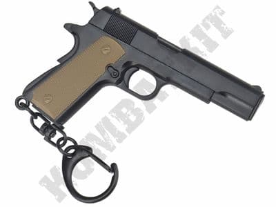 1911 Pistol Replica Mini Gun Model Resin Pendant with Metal Keychain Black