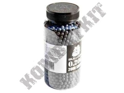 2000 x 20g x 6mm Black Polished Airsoft BB Gun Pellets in Tub Bulldog Pro Grade