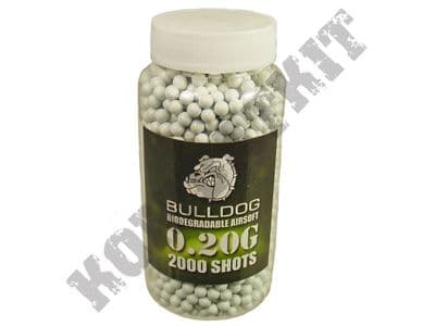 2000 x 20g x 6mm White Biodegradable Polished Airsoft Pellets in Tub Bulldog