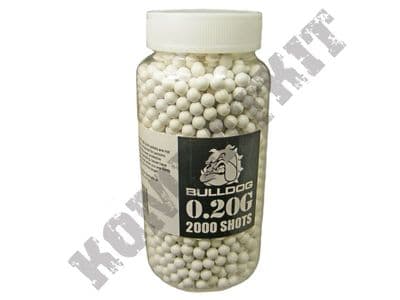 2000 x 20g x 6mm White Polished Airsoft BB Gun Pellets in Tub Bulldog Pro Grade