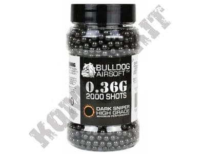 2000 x 36g x 6mm Black Polished Airsoft BB Pellets in Tub Bulldog Pro Grade