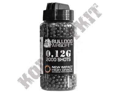 2000 x 6mm x 12g Black Polished Airsoft BB Pellets in Tub