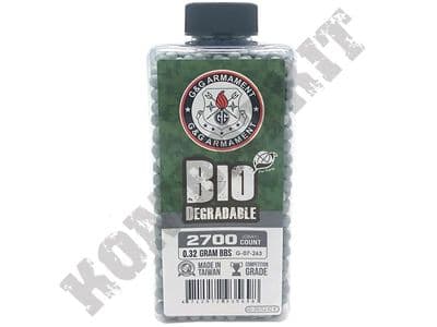 2700 x 6mm x 32g Grey Biodegradable Polished Airsoft BB Gun Pellets in Bottle G&G