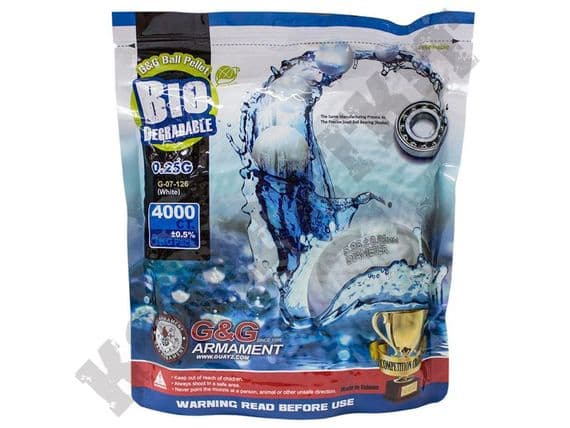 BIO BB Pellets 4000 x 25g White | G&G Airsoft Gun 6mm Polished Ammo | KOMBATKIT SHOP