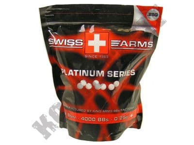 4000 x 6mm x 25g White Polished Airsoft BB Gun Pellets in Bag Swiss Arms