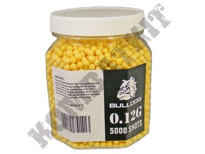 5000 x 12g x 6mm Yellow Polished Airsoft BB Gun Pellets in Tub Bulldog