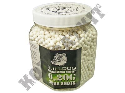 5000 x 20g x 6mm White Biodegradable Polished Airsoft Pellets in Tub Bulldog