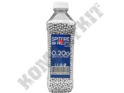 5000 x 20g x 6mm White Polished Plastic Airsoft BB Gun Pellets In Bottle Spitfire