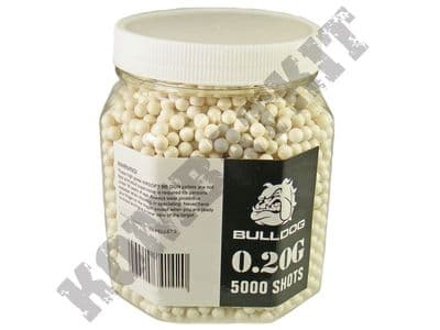 5000 x 20g x 6mm x White Polished Airsoft BB Gun Pellets in Tub Bulldog Pro Grade
