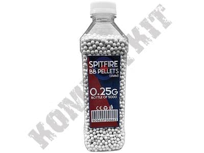 5000 x 25g x 6mm White Polished Plastic Airsoft BB Gun Pellets In Bottle Spitfire