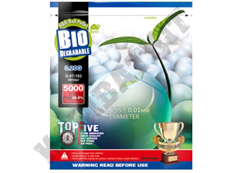 BIO BB Pellets 5000 x 20g White G&G Airsoft Gun 6mm Polished Ammo