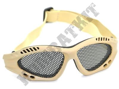 Airsoft goggles metal mesh safety glasses eye protection Desert Tan No fog