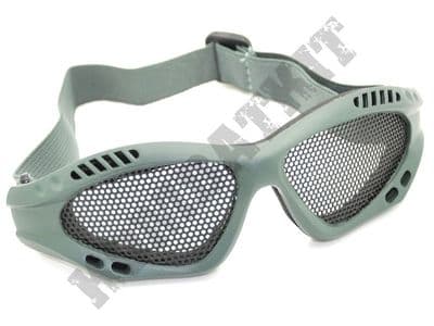 Airsoft goggles metal mesh safety glasses eye protection Green Army No fog