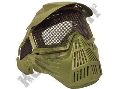 Airsoft Mask Full Face Safety Protection Metal Mesh Eye Goggles Green