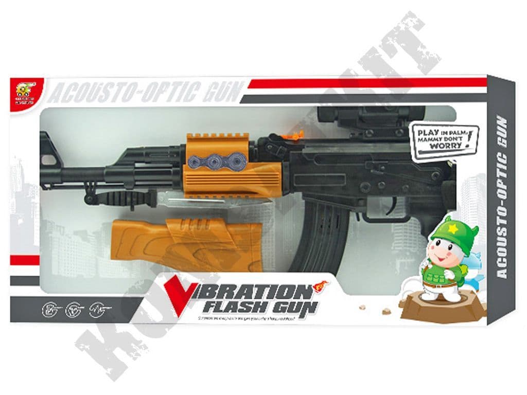 thumbnail image 2 of Kids Military Assault Rifle Toy Gun With Flashing Lights & Sound Effects – Plastic 2 of 6