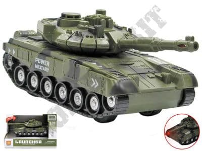 Armed Forces Toy Army Tank With Battle Sounds & Gun Light Friction Powered 1:20 WY741A