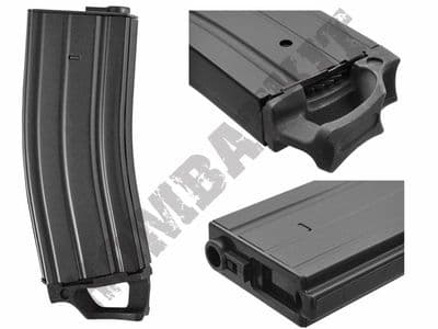 Battleaxe Airsoft AEG M4 magazine 330 rd hi cap BB pellet ammo clip black metal mag pull grip