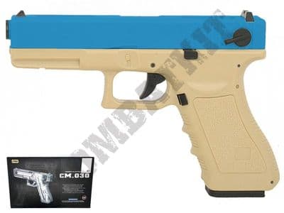 CM030 Airsoft Pistol 18 Style AEP Electric BB Gun Desert Tan 2 Tone