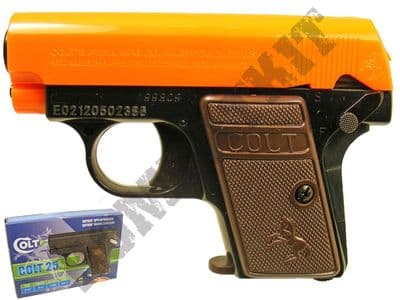 Colt 25 Compact Airsoft BB Gun Black and Orange Official Model