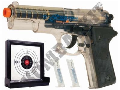 Colt Double Eagle Official Spring Airsoft BB Gun + Target Set 2 Tone Clear & Black