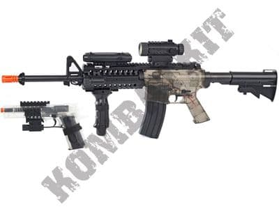 Colt Field Duty Kit M4 RIS Automatic Electric Airsoft BB Machine Gun and 1911 handgun with laser Black and Smoked