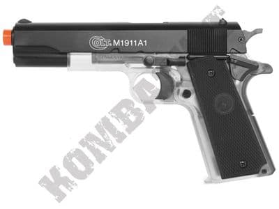 Colt M1911A1 Metal Slide Airsoft BB Gun Black and Clear Official Replica