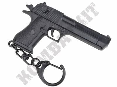 Desert Eagle Pistol Mini Gun Model Resin Pendant with Metal Keychain Black