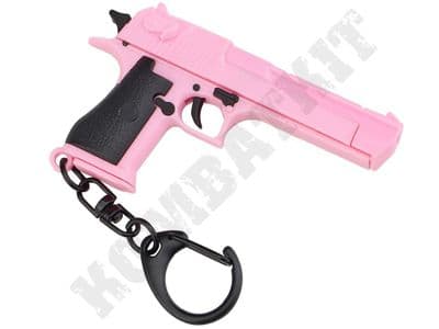 Desert Eagle Pistol Mini Gun Model Resin Pendant with Metal Keychain Pink
