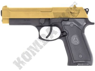 FS1207 BB Gun M9 Beretta Replica CO2 Airsoft Pistol Black Gold 2 Tone Metal