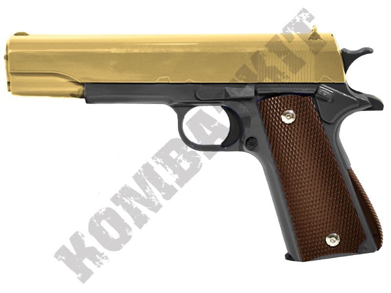 G13 Gun Colt 1911 Replica Spring Airsoft Pistol Gold 2 Tone Kombatkit G13 Gun Colt 1911 Replica Spring Airsoft Pistol Gold 2 Tone Kombatkit