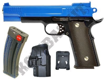 G20H BUNDLE Metal Airsoft BB Hand Gun Black and Blue with Holster/Belt Clip and Pellets