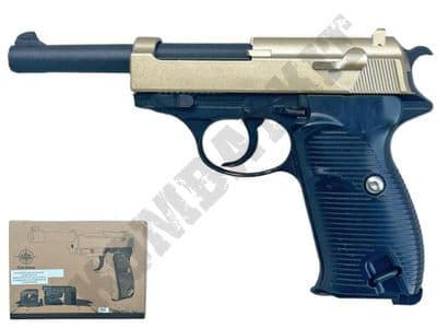 G21 BB Gun Walther P38 Replica Spring Airsoft Pistol Black Gold 2 Tone Metal
