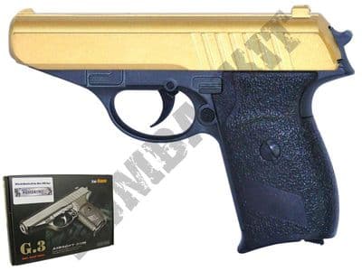 G3 Metal BB Gun PPK Compact Replica Spring Airsoft Pistol Gold Black 2 Tone