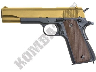 GE3305 Airsoft Pistol Colt 1911 Replica Gas Blowback BB Gun Black Gold 2 Tone Metal