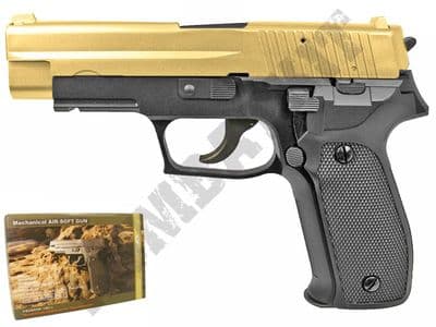 GG106 BB Gun Sig Sauer P226 Replica Gas Airsoft Pistol Gold Black 2 Tone