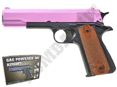 HG121 Airsoft Pistol Colt 1911 Replica Gas BB Gun Black Pink 2 Tone