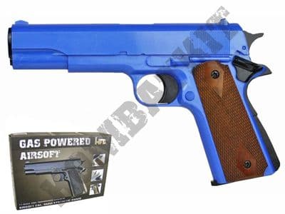 HG121 Airsoft Pistol Colt 1911 Replica Gas BB Gun Blue 2 Tone