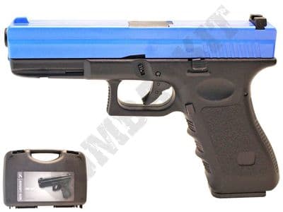 HG184 Sportline Airsoft Pistol 17 Style Gas Blowback BB Gun Black 2 Tone