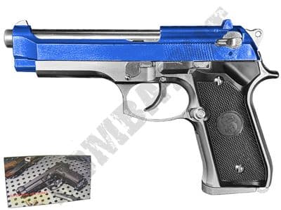 LS L9 Airsoft Pistol M9 Replica Gas Blowback BB Gun Silver 2 Tone