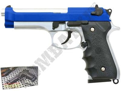 LS L9A Airsoft Pistol Beretta M9A Replica Gas BB Gun Silver Black 2 Tone