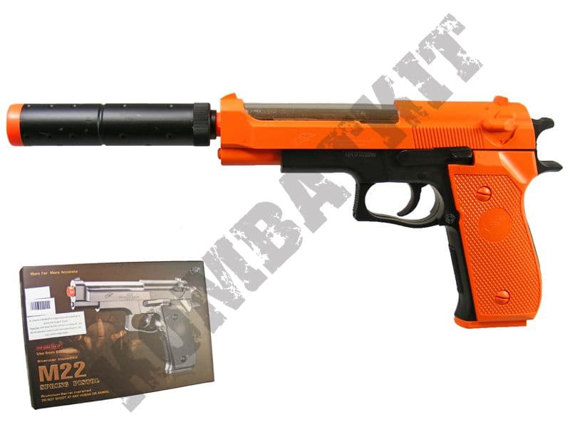KOMBATKIT Spring Powered Airsoft BB Hand Gun Legal 2 Tone