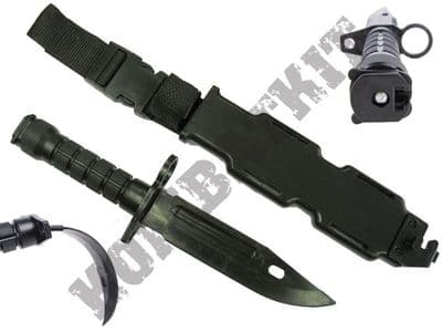 M9 Rubber Training Knife Black Airsoft Bayonet USA Military replica with hard case