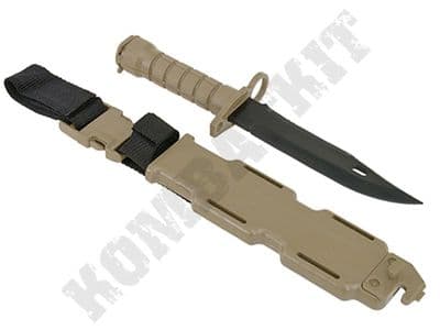 M9 Rubber Training Knife Desert Tan Airsoft Bayonet with hard case USA military replica