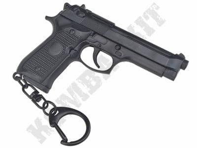 M92 Pistol Replica Mini Gun Model Resin Pendant with Metal Keychain Black